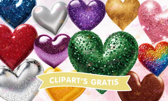 Cliparts, Amor y Amistad, corazones, glitter