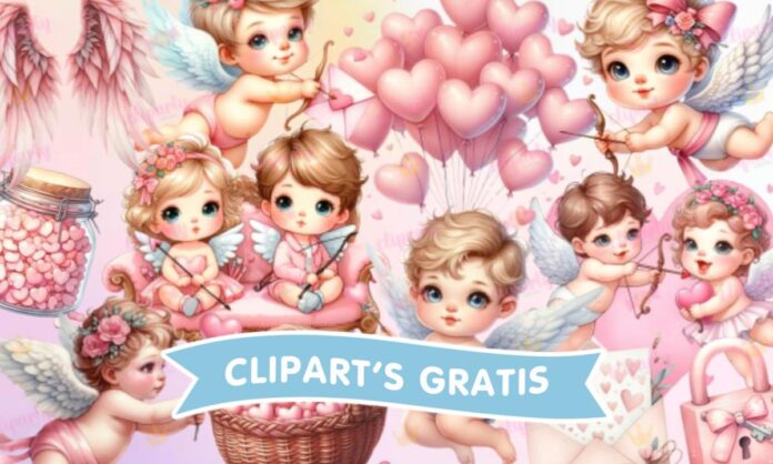 Cliparts, Amor y Amistad, cupido, alas, globos