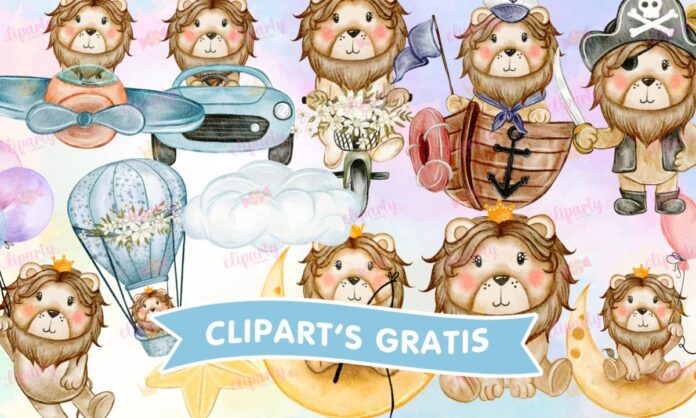 Cliparts, Animales, safari, leon, watercolor