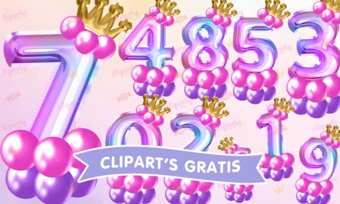 Cliparts, Letras y Números, globos, corona