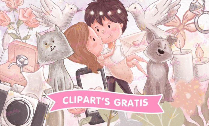 Cliparts, Amor y Amistad, pareja, floral, mascotas, watercolor