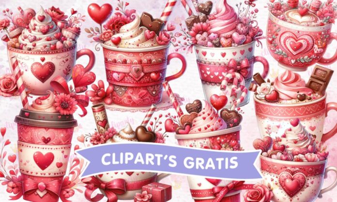 Cliparts, Amor y Amistad, Objetos, tazas, chocolate