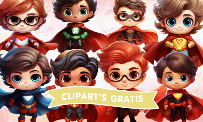 Cliparts, Niños, superheroes, personajes, peliculas