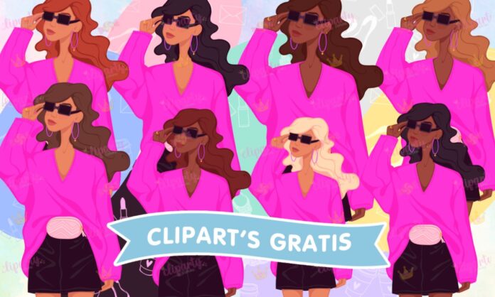 Cliparts, Profesiones, chicas, fashion, fondos