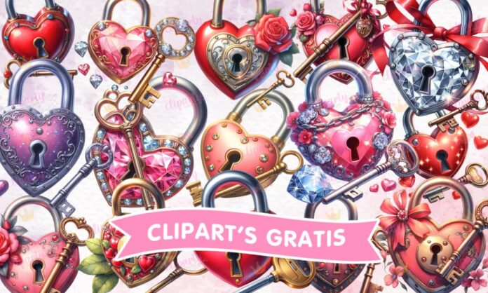 Cliparts, Amor y Amistad, candados, llaves, floral