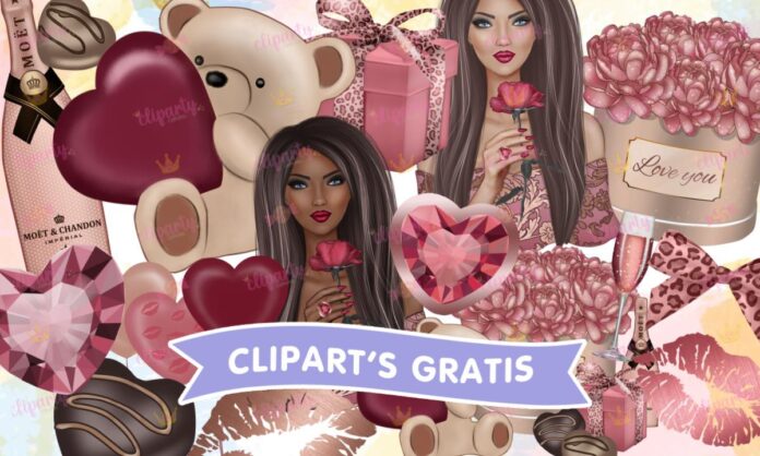 Cliparts, Amor y Amistad, chicas, regalos, chocolates