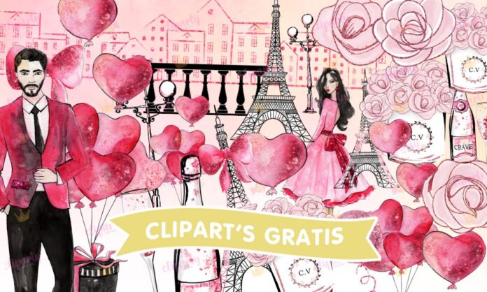 Cliparts, Amor y Amistad, Paris, pareja, watercolor