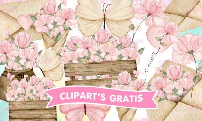 Cliparts, Floral, amor y amistad, cartas, watercolor