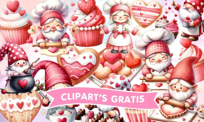 Cliparts, Amor y Amistad, repostero, gnomos, watercolor