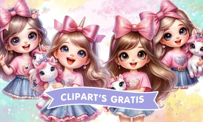 Cliparts, Ninas, unicornio, mono