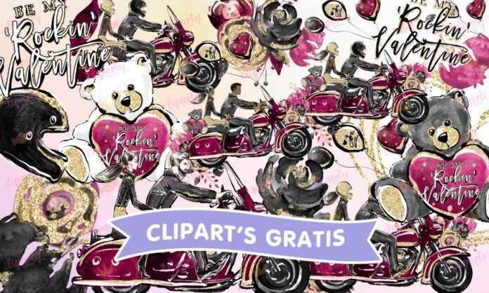 Cliparts, Amor y Amistad, pareja, motocicleta, osos