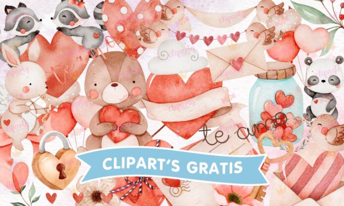 Cliparts, Amor y Amistad, animales, floral, watercolor