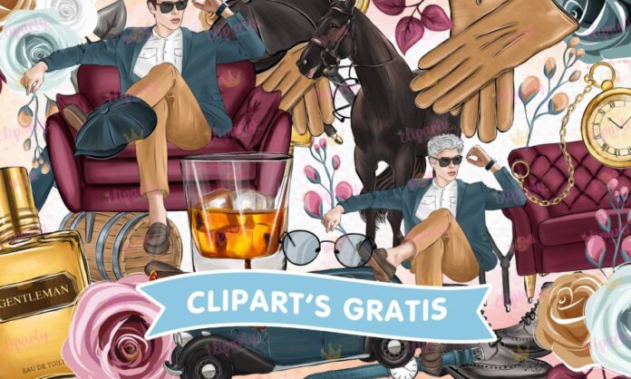 Cliparts, Papa, objetos, caballo, floral