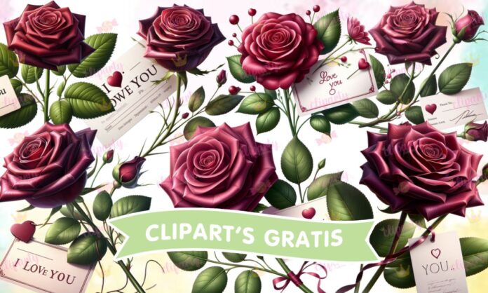 Cliparts, Florales, rosas, tarjetas, amor y amistad