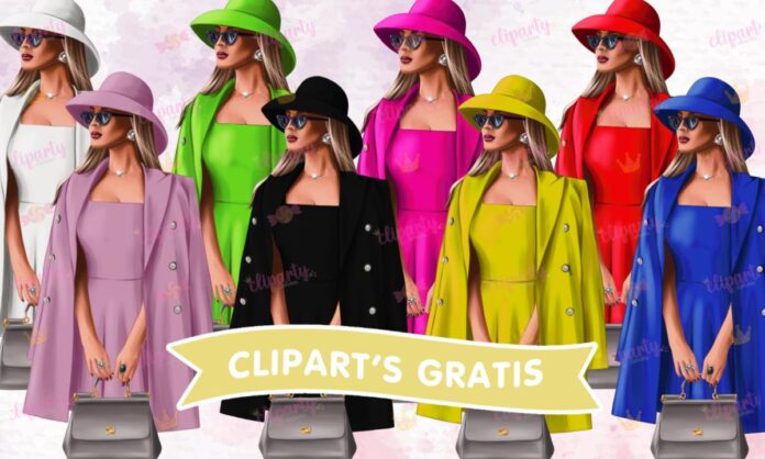 Cliparts, Mama, chicas, fashion, trajes de colores