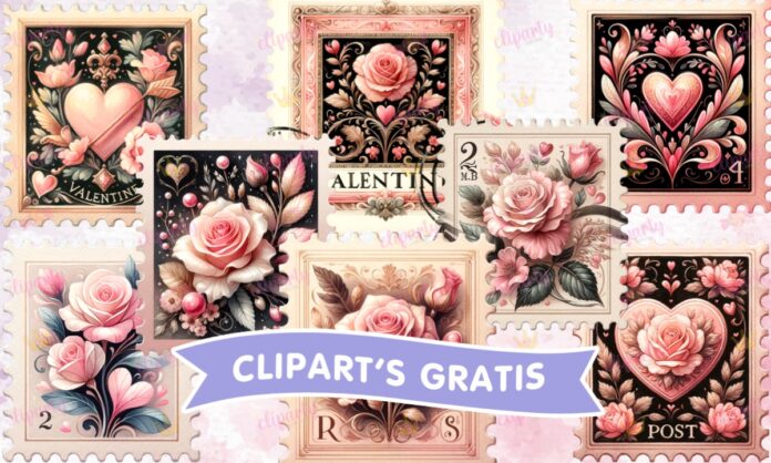 Cliparts, Objetos, timbres, rosas, amor y amistad