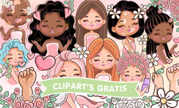 Cliparts, Dia de la Mujer, objetos, floral