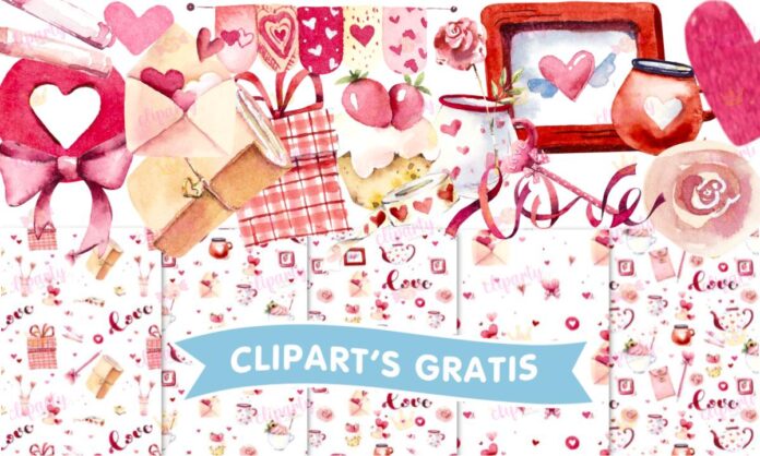 Cliparts, Objetos, Amor y Amistad, papel, watercolor