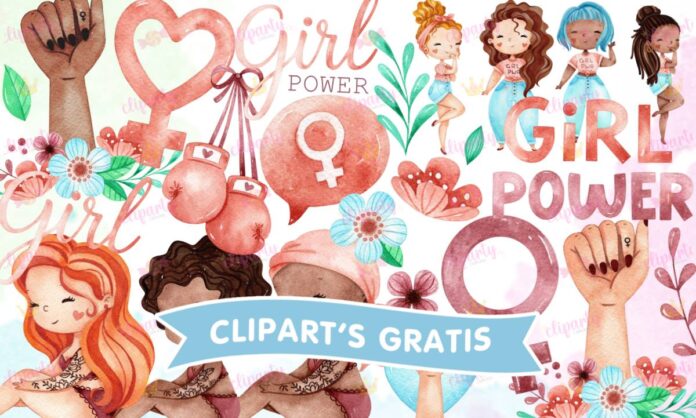 Cliparts, Dia de la Mujer, fuerza, floral, watercolor