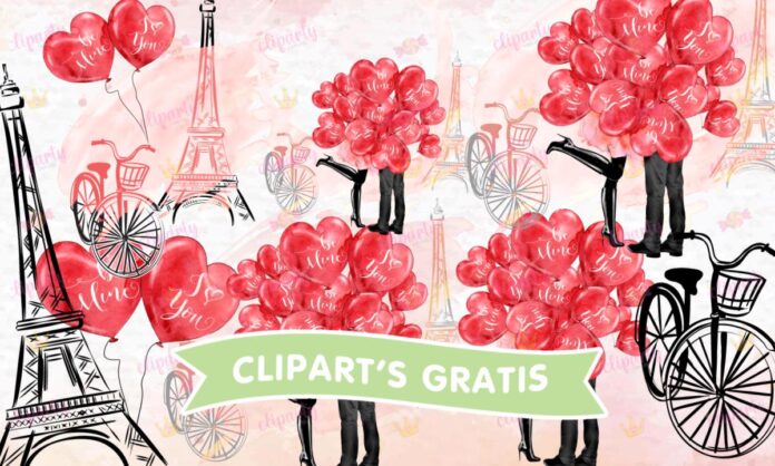 Cliparts, Amor y Amistad, Pareja, globos, watercolor