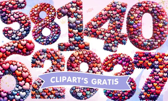 Cliparts, Numeros, amor y amistad, corazones