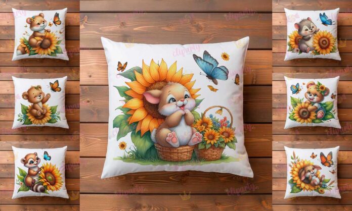 Cliparts, Animales, mariposas, girasoles