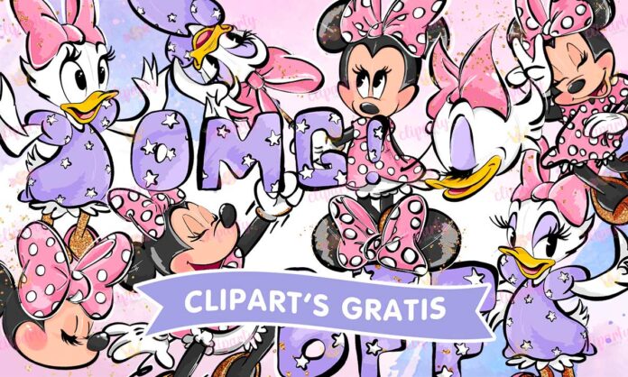 Cliparts, Caricaturas, amistad, Minnie and Daisy, glitter