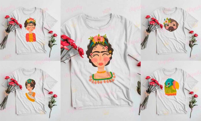 Cliparts, Mexico, personajes, Frida, floral