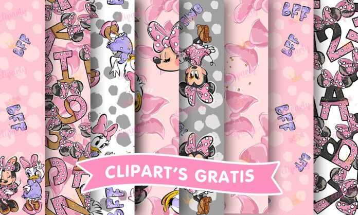 Papeles, Caricaturas, amistad, Minnie and Daisy, glitter