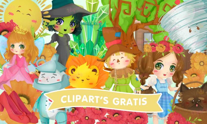 Cliparts, Peliculas, Mago de Oz, personajes, floral