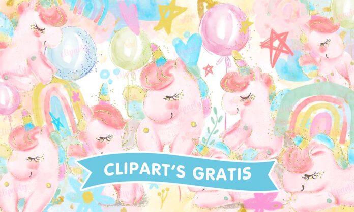 33 Cliparts, Seres Fantasticos, unicornios, watercolor, glitter