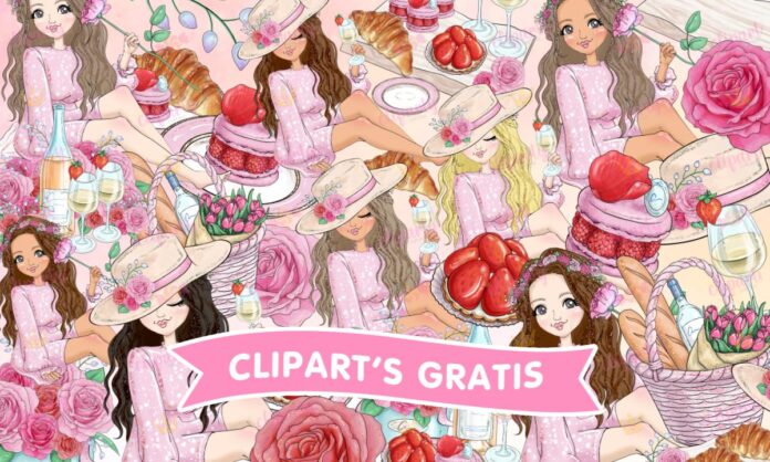 Cliparts, Primavera, ninas, floral, glitter