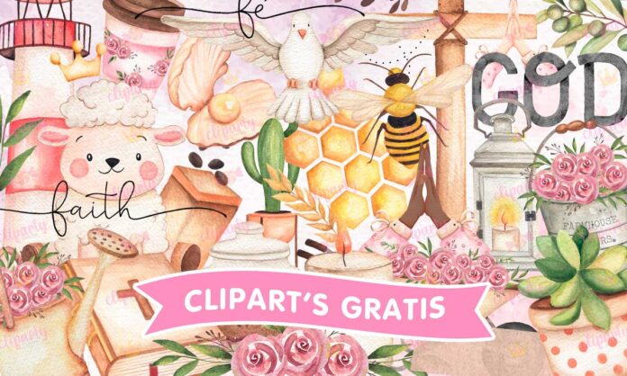 Cliparts, Religion, objetos, floral, watercolor