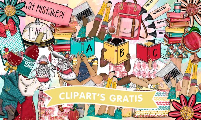 Cliparts, Dia del Maestro, objetos, ninos, glitter