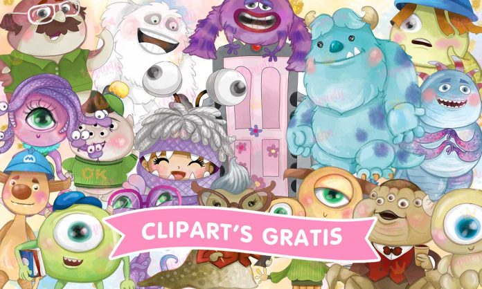 Cliparts, Peliculas, Monsters Inc, personajes, watercolor