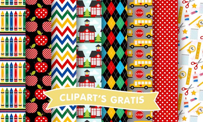 Cliparts, Escuela, objetos, papeles