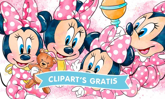 Cliparts, Caricaturas, Minnie Mouse, watercolor