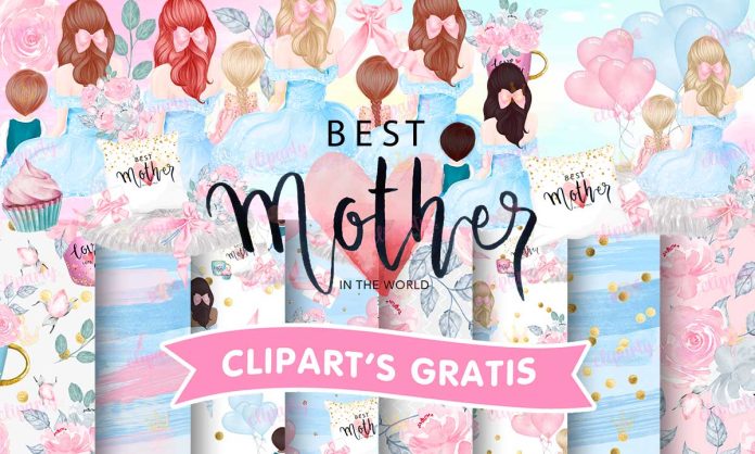 Cliparts, Mama, ninos, florales, globos, papeles