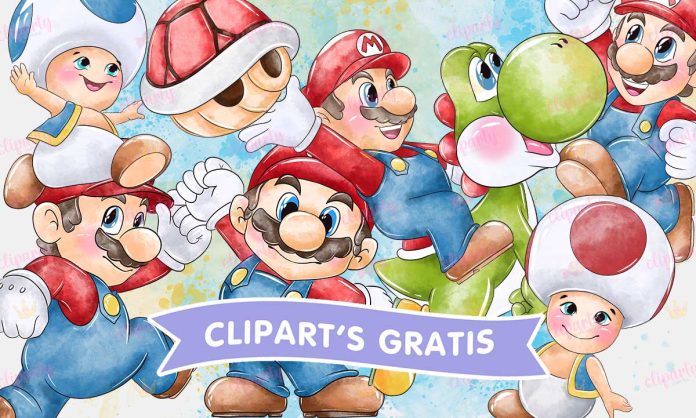 Cliparts, Videojuegos, Mario Bros, watercolor