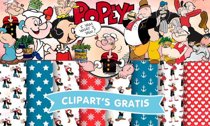 Cliparts, Caricaturas, personajes, Popeye, papeles