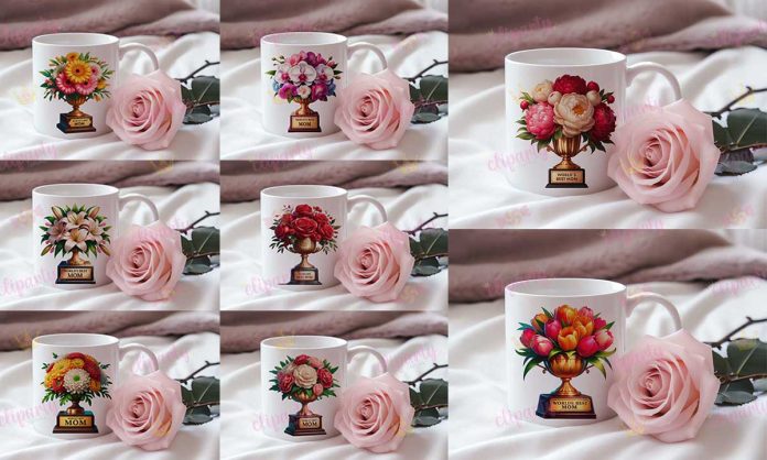 Cliparts, Mama, trofeo, floral