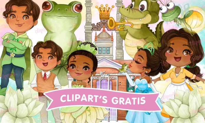 Cliparts, Peliculas, princesa Tiana, personajes, watercolor