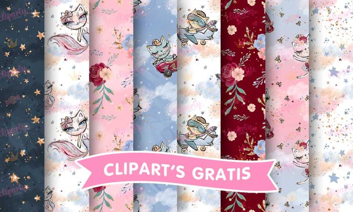 Papeles, Mascotas, gatitos, floral, glitter