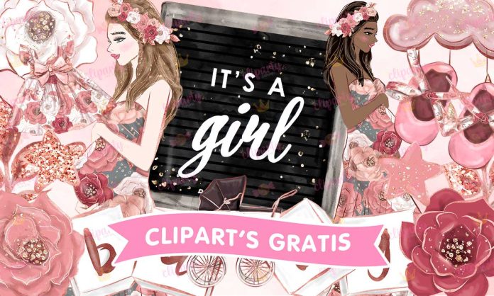 Cliparts, Baby Shower, nina, floral, glitter