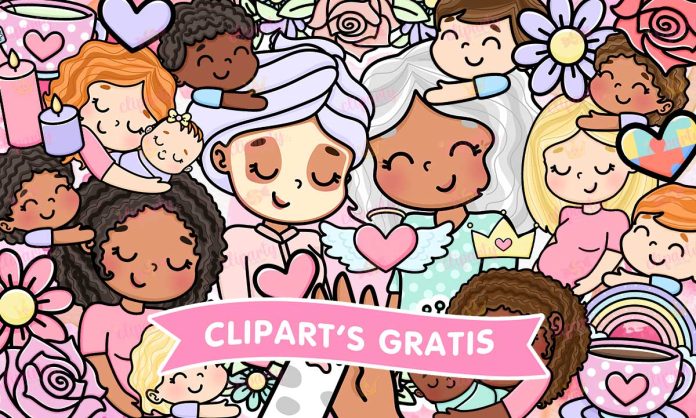 Cliparts, Mama, ninos, ninas, bebe, floral