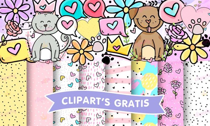 Cliparts, Mama, mascotas, floral, papeles