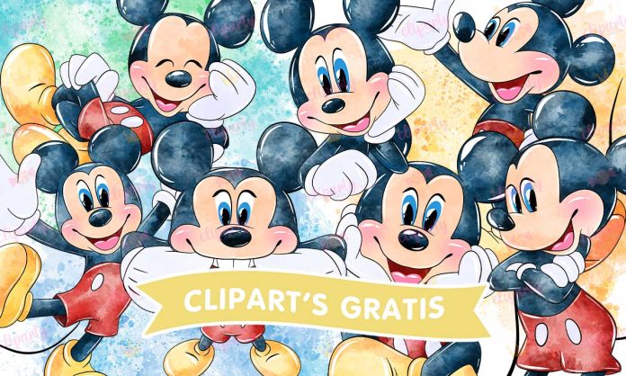 Cliparts, Mickey Muse, Caricaturas, watercolor