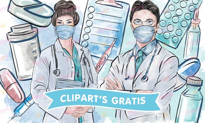 Cliparts, Profesiones, Medicos, objetos, watercolor