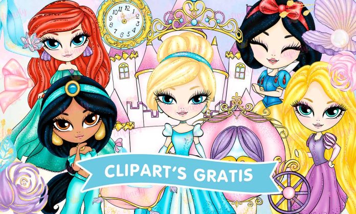 Cliparts, Princesas, castillo, floral, glitter