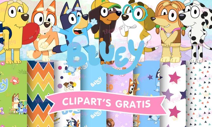 Cliparts, Caricaturas, personajes, Bluey, papeles